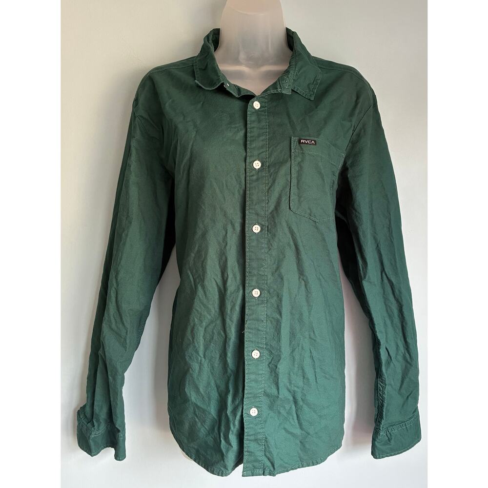 RVCA Men's Button Up Shirt Large Green